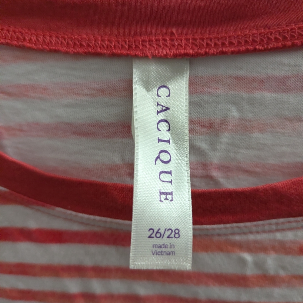 Cacique "Weekend Dreamer" Striped Pajama Top Nightgown Size 26/28 Soft Cozy PJs - Picture 2 of 4